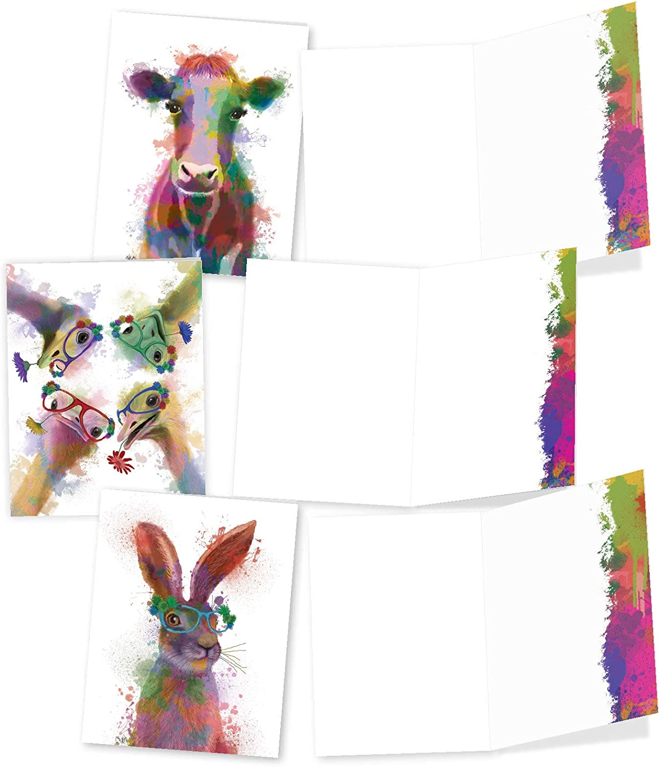 The Best Card Company 10 Mixed Animals Watercolor Greeting Cards Blank with Envelopes Just Because - Image 4